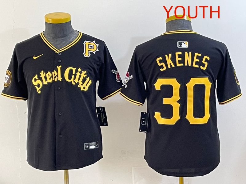 Youth 2025 Pittsburgh Pirates #30 Skenes Black Game Nike MLB Jersey style 7155